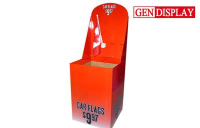 China Exhibition Cardboard Dump Bin Stand , POP Bins Display For Car Flags for sale