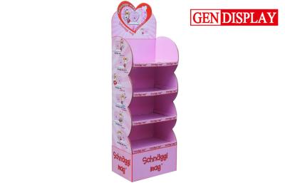 China Prink Cardboard Display Stands With Four Layers For Advertisement for sale