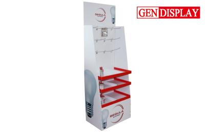 China Cardboard Display Shelves With Nine Metal Hooks For Led Lights Promotion for sale