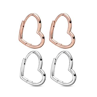 China Newest High Quality 2021 Pan Silver Plated Heart Shape Classic Elegant Trendy Earrings Romantic Earring For Women Wedding Party Gift for sale