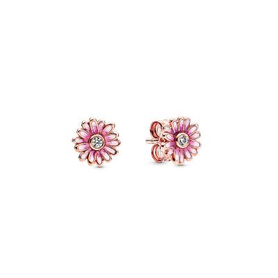 China High Quality Fashion Pink Daisy Earrings Classic Vintage Women Stud Earrings W/Opp Silver Plated Bag Wholesale Jewelry 2021 for sale