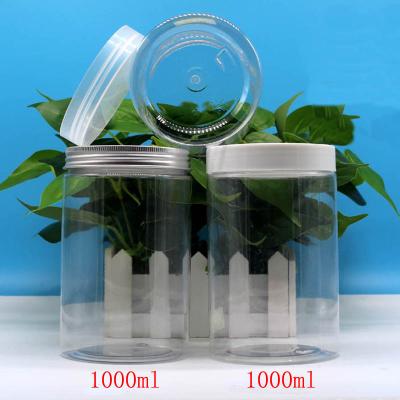 China Wide Mouth Food Bottle 1000ml Food Grade Transparent Plastic Aluminum Bottle Wide Mouth for sale