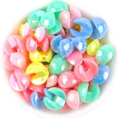 China Modern Mixed AB Color Double Combination Beads Ring Loop Plated Acrylic Beads For DIY Jewelry Making for sale