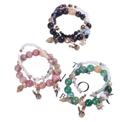 China Korean Natural Crystal Bangle Bracelet Sweet Style Fresh Casual/Sports Fashion Double Rabbit Jewelry for sale