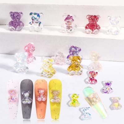 China Nail Charms Wholesale Nail Art Stickers Decoration Bear Charm Resin Nail Decor Accessories 3D 7.5*9mm Te koop