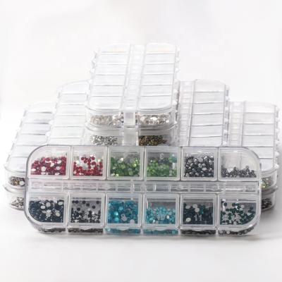 China Hot sale 12 color ab glass magic diamond nail grid paste rhinestones box set box nail glass drill Te koop