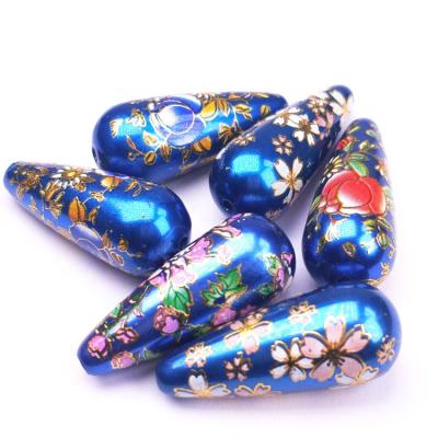 Cina Modern Hand Painted Colorful Beads Bead Bracelet Necklace DIY Drop Shape Handmade Loose Jewelry Accessories in vendita