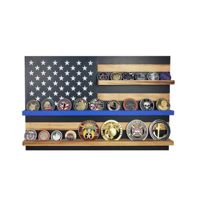 China Manufacturers Viable Wall Mounted Wooden Collectors Military Challenge Coin Display Rack Rack for sale