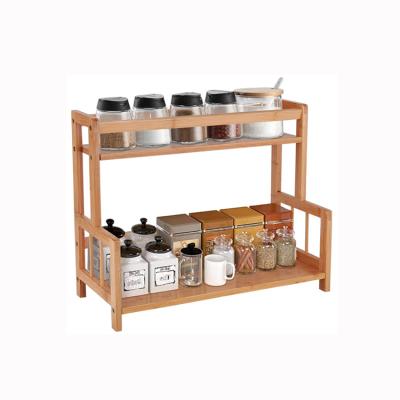 China Multi-Functional Sustainable Soft Wooden Countertop Storage Kitchen Bamboo Spice Rack for sale