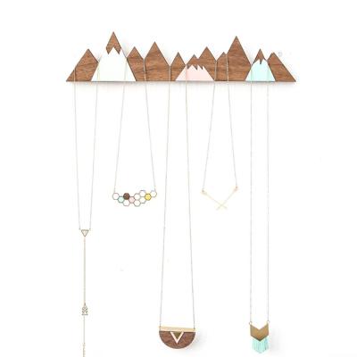 China Scandinavian Mountains Jewellry Shop Design Jewelery Display Wooden Jewelry Wall Organizer for sale