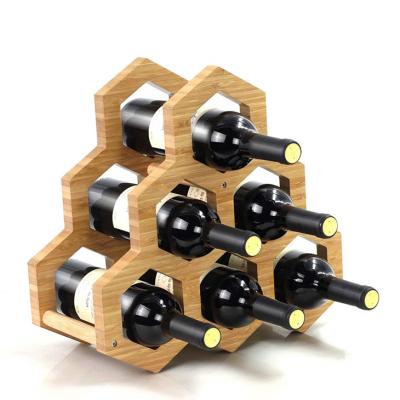 China Sustainable Wholesale Custom Decor Natural Bamboo Wine Rack Display Stands for sale