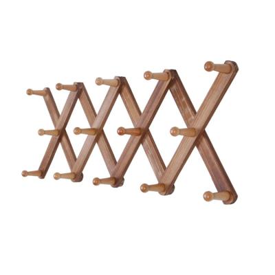 China Durable Multi Purpose Wooden Expandable Wall Mounted Telescopic Coat Rack for sale