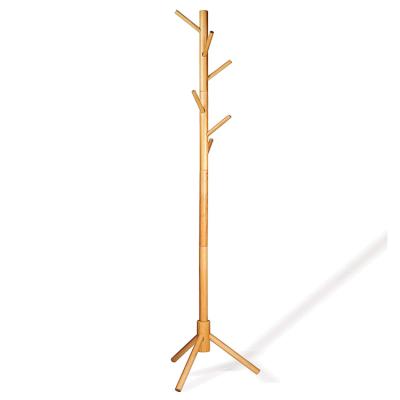 China Durable Entrance Hall Tree Stand Wooden Coat Rack Solid Wood For Hat Clothes for sale