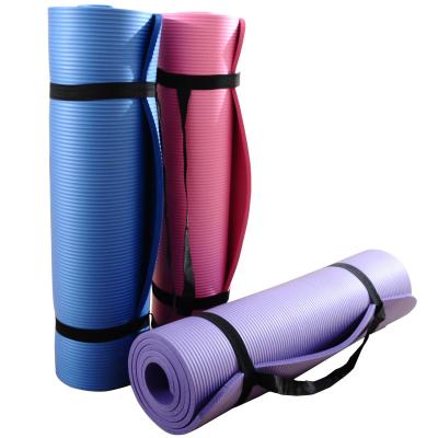 China Anti-Tear 1/2-Inch Non-Toxic Extra Thick High Density Exercise NBR Yoga Mat With Carrying Strap for sale