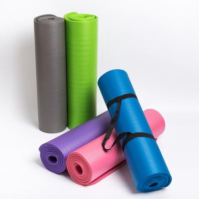 China Extra Thick Exercise NBR Non Slip Non Toxic Yoga Mat With Strap for sale