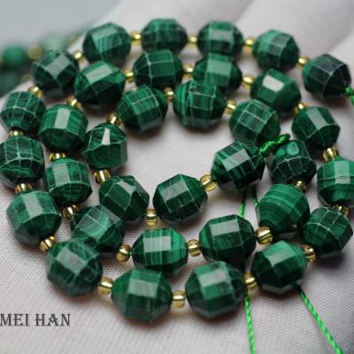 China Luxury Natural Malachite 9*10mm Faceted Energy Column Loose Beads for sale