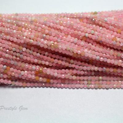 China Natural Gemstones Wholesale Natural Tiny Pink Morganite Faceted Round Loose Beads For Jewelry Making Design for sale