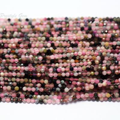 China Natural Gemstones Wholesale Natural Colorful Tourmaline 2 Mm Faceted Tiny Round Loose Beads For Jewelry Making Or DIY Design for sale