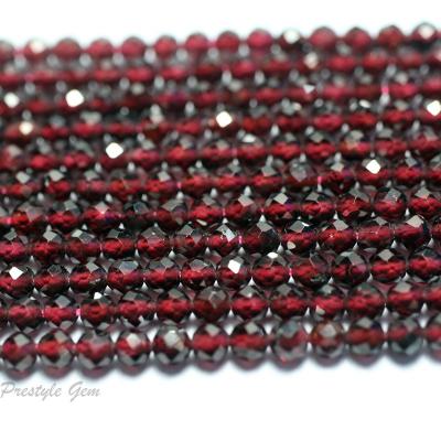 China Natural Gemstones Wholesale Natural 4mm Gatnet Faceted Round Loose Stone Beads For Jewelry Making for sale