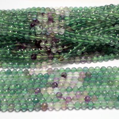 China Natural Gemstones Wholesale Natural 6mm Colorful Fluorite Faceted Round Loose Stone Beads For Jewelry Making for sale