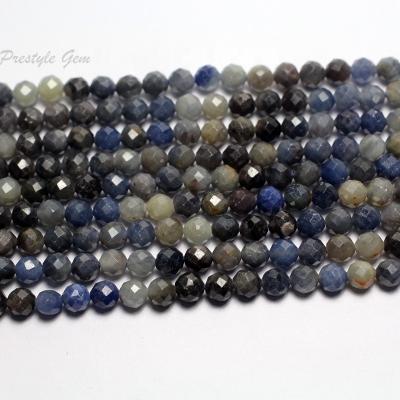 China Natural Gemstones Wholesale Sapphire Faceted Round Loose Beads for sale