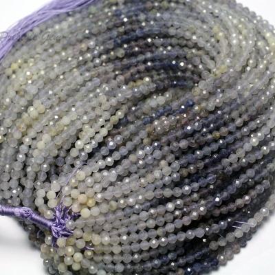 China Natural Gemstones Wholesale Natural Iolite 4mm Faceted Round Brilliant Beads For Jewelry Making Design Fashion Stone DIY for sale