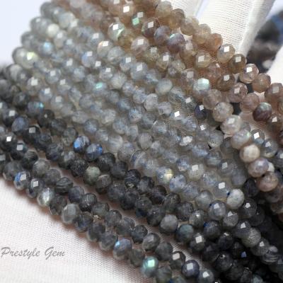 China Natural Gemstones Wholesale Natural Shiny Labradorite Faceted European Rondelle Charm Beads for Jewelry Making and DIY for sale