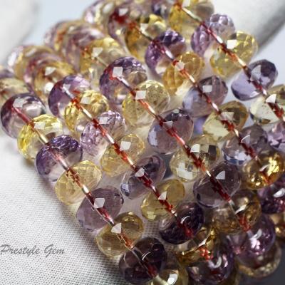 China Natural Gemstones Wholesale Natural Amethyst Faceted Rondelle Citrine Charm Beads Bracelet For Jewelry Making Necklace DIY for sale