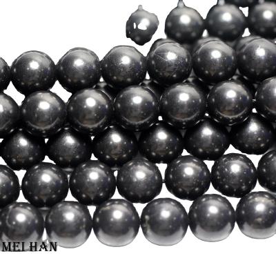 China Natural Gemstones Wholesale 12mm Russia Shungite Natural Mineral Gemstone Semi Precious Stone Loose Beads For Jewelry Making for sale