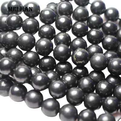 China Natural Gemstones Wholesale 10mm Russia Shungite Natural Mineral Gemstone Semi Precious Stone Loose Beads For Jewelry Making for sale