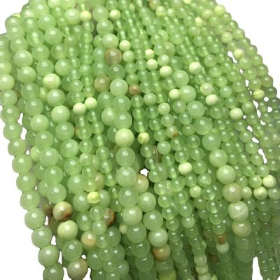 China Natural Gemstones Wholesale Natural Green Calcite Smooth Round Beads Loose Stones For Jewelry Making DIY Design Gift for sale