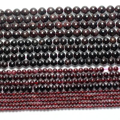 China Natural Gemstones Wholesale Natural Red Garnet 6mm.8mm.10mm Soft Round Loose Gemstone Beads For DIY Jewelry Making for sale