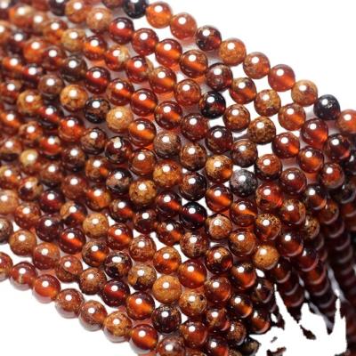 China Natural Gemstones Wholesale Natural Soft Round Garnet Spessartine Beads Loose Gemstone For Jewelry Making Design DIY for sale