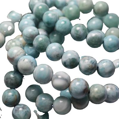 China Natural Larimar 12mm Mineral Soft Round Stone Dominican Gemstone Loose Beads For Jewelry Making Design for sale