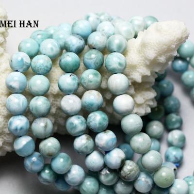 China Natural Larimar 6-12mm Mineral Soft Round Stone Dominican Gemstone Loose Beads For Jewelry Making Design for sale