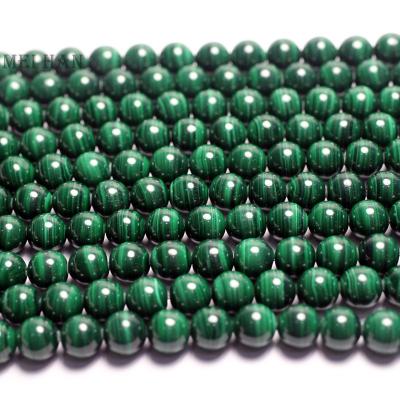 China Natural Gemstones Natural A Grade Wholesale 8mm And 10 Mm Smooth Round Malachite Beads For DIY Jewelry Making Gift for sale