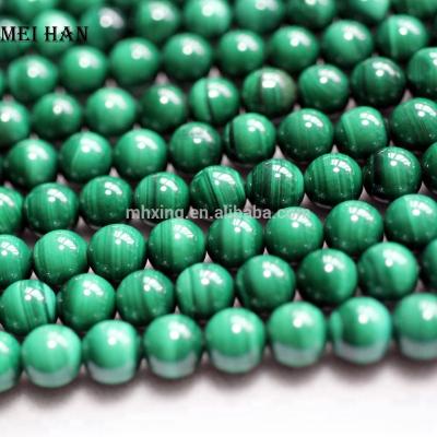 China Malachite Natural Rare Mineral Smooth Round Gemstone 6mm Loose Gemstone Beads Stone For Jewelry Making Bracelet for sale