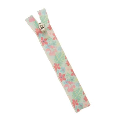 China Invisible Flower Printed Waterproof Tape Water Resistant Nylon Zipper for sale