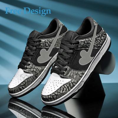 China Fashion Trend Custom High Quality Genuine Leather Sneaker Customized Low DIP High Top Mens Sneakers Basketball Shoes for sale