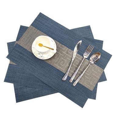 China Viable Heat Resistant Place Mats Dining Table Place Mats Stain Resistant Non-Slip Washable PVC Kitchen Table Mats Woven Vinyl Placemats for sale