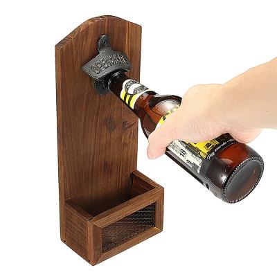 China Customized Antique Wall Mounted Wooden Bottle Opener Bottle Opener Factory Direct Sale for sale