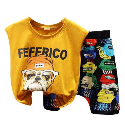 China Anti-Wrinkle Hot Sale Summer Style Children Clothes Baby Boy 2Pcs Vest Sets Fashion T-shirt And Shorts for sale