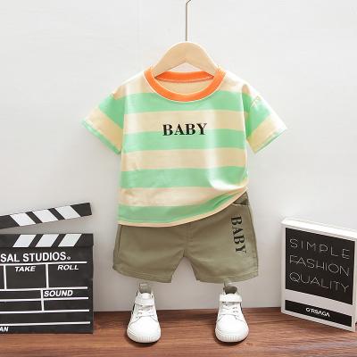 China Summer Casual Clothing 100% Cotton Baby Boy Kids Two Piece Sets T-shirts Short Sleeves Shorts Wholesale for sale