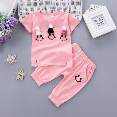 China Anti-wrinkle Children's Clothing Set 2pcs Summer Girls Suit Kids 100% Short Sleeve T-shirt+Shorts Cotton Baby Boy Clothing for sale