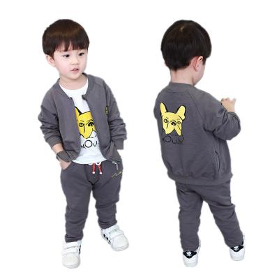 China Baby Boy Casual Casual 3 Pieces Clothing Sets Long Sleeves Shirt +Zipper Coat+ Cartoon Pants Kids Clothes Fashion Wholesale for sale