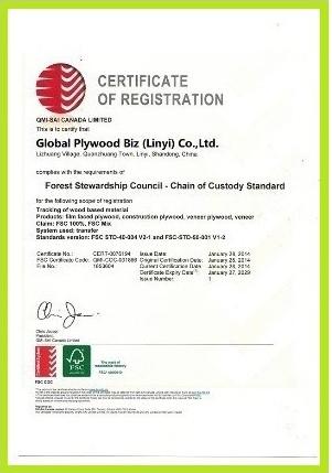 FSC Certificate - Global Plywood Biz (Linyi) Co.,Ltd.