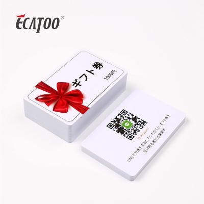 China Hotel/supermarket/SPA club Shenzhen factory customize offset printing PVC gift certificate business card with QR code for sale