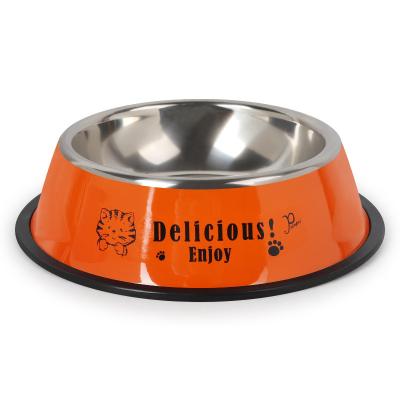 China Viable Wholesale Custom Stainless Steel Pet Dog Cat Dog Stainless Steel Factory Direct Selling Viable Logo Colorful Printed Pet Bowl for sale