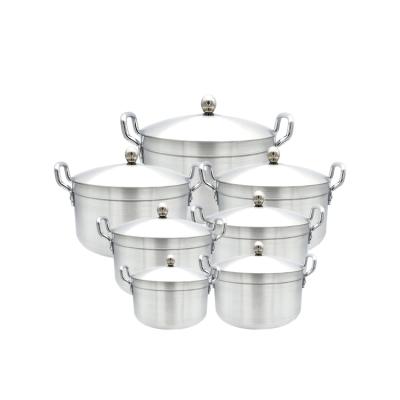 China 16-28cm stocked hot selling aluminum pot 7pcs set kitchen soup pot set cookware set for sale