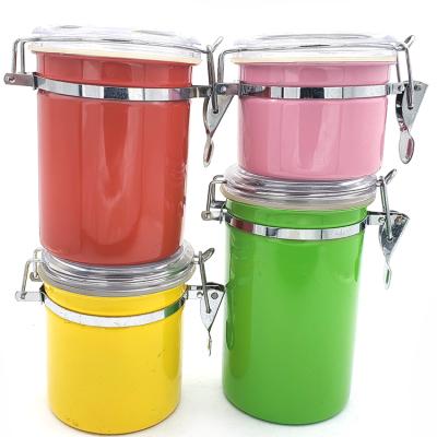 China Freshness Preservation Stainless Steel Color Sealed Tank 4pcs Set Kitchen Storage Tub Set Metal Sealed Storage Box for sale